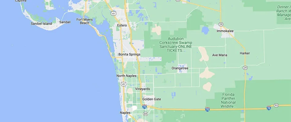 Bonita Springs, Florida area map.