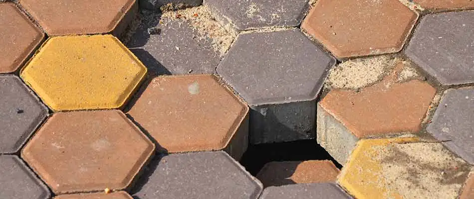 Damaged pavers at a home in Golden Gate, Florida.